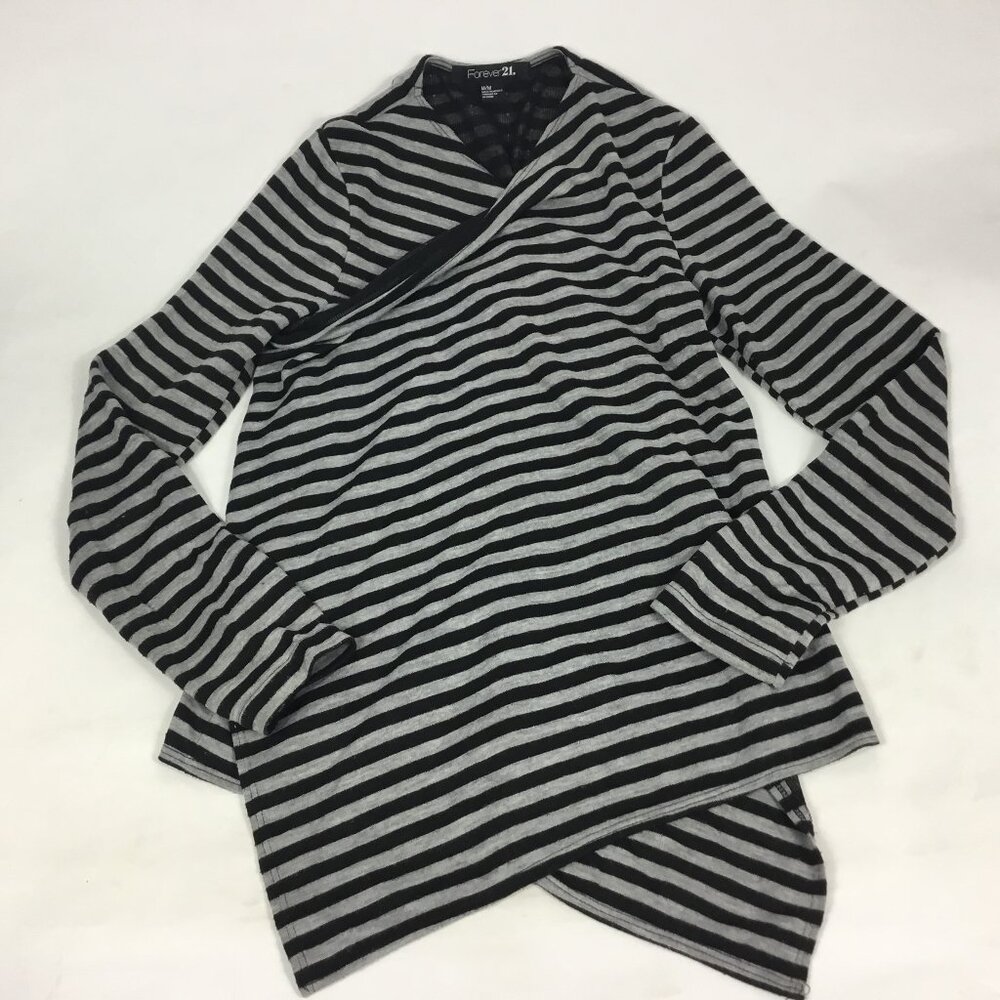 (PO) Forever 21, Gray & Blk strip open front top